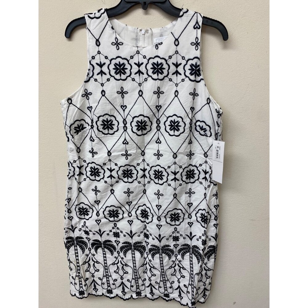 London Times Womens Petite Sleeveless Eyelet Shift Dress White Size 12P Defected - Picture 6 of 11